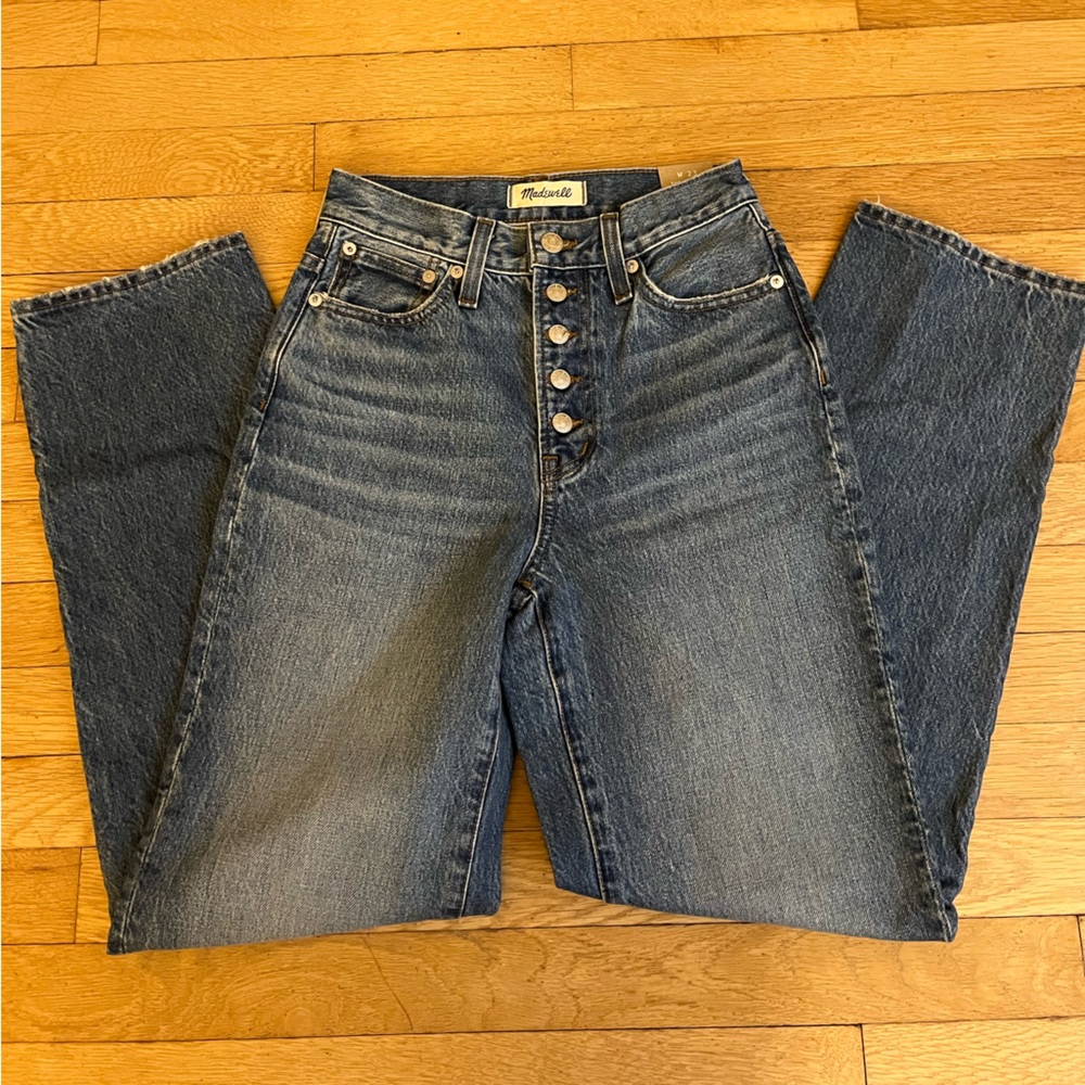 Madewell The Perfect Vintage Straight Jean in Becker Wash: Button-Front Edition